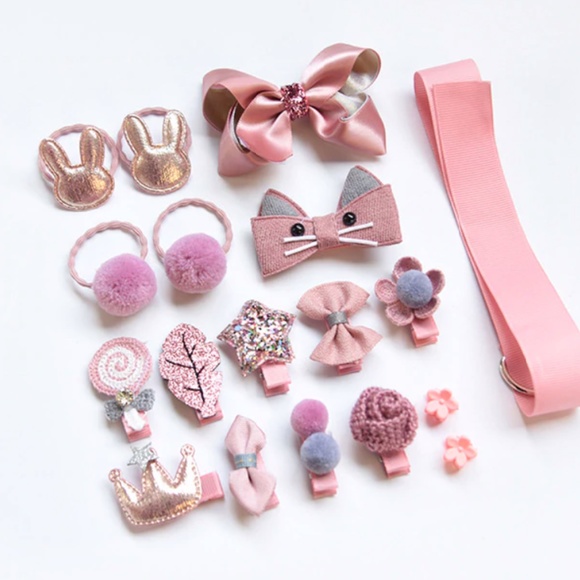 Other - 18Pcs Mauve Flower, Bows,Hair Clips Snaps for Girl